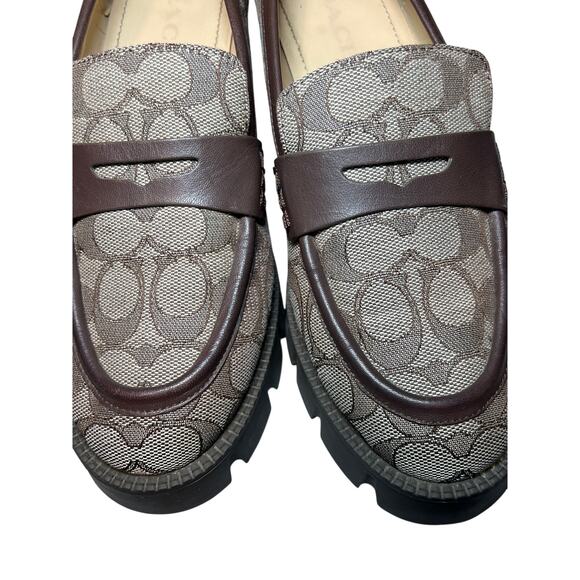 Coach Cora Leather and Jacqard Chunky Sole Loafer Size 8.5B - Picture 12 of 13